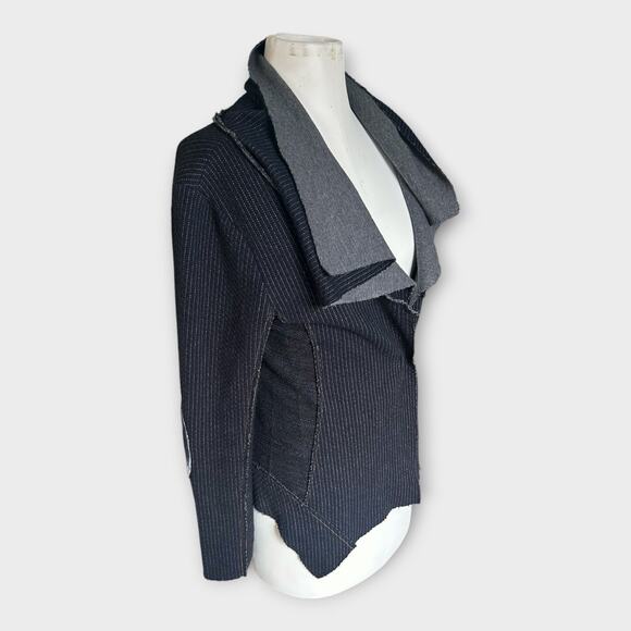 Aratta Silent Journey Drapey Asymmetrical Wrap Cardigan Navy Blue S Edgy Boho - Picture 4 of 11